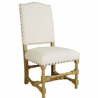 Καρέκλα ξύλινη με μαξιλάρι και πλάτη λευκού υφάσματος και σκελετό φυσικό χρώμα