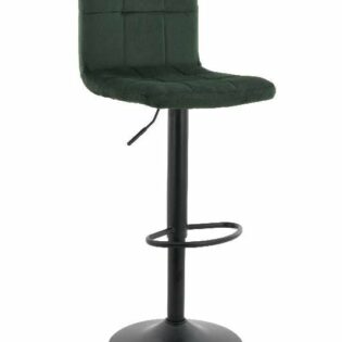 Σκαμπώ bar με καπιτονέ σκούρο πράσινο βελούδινο κάθισμα-Μεταλλική/περιστρεφόμενη μαύρη βάση-Ρυθμιζόμενο ύψος [40Χ47,5Χ90,5-105,5CM]