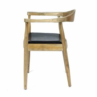 Πολυθρόνα ξύλινη γκρι πατίνα με κάθισμα τεχνόδερμα