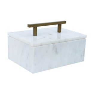 Artekko Box Κοσμηματοθήκη/Κουτί Διακοσμητικό Μάρμαρο Λευκό (18x12.5x11)cm