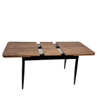 Artekko AY Atlantic Τραπέζι Επεκτεινόμενο MDF με Μεταλλικά Πόδια Μαύρο/Καφέ (120+30x70x76)cm