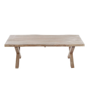 Artekko Maokai Τραπέζι Σαλονιού με Χ Πόδια Ξύλινο Λευκή Πατίνα (135x68x45)cm