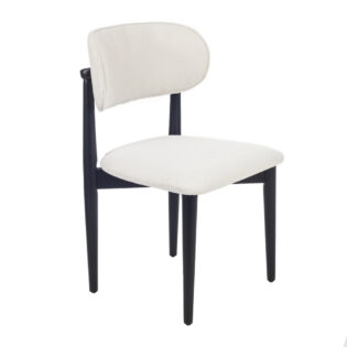 Artekko Bomonti Καρέκλα με Ξύλινο Μαύρο Σκελετό και Λευκό Μπουκλέ Ύφασμα (50x50x85)cm