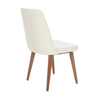 Artekko Milano Καρέκλα με Ξύλινο Καφέ Σκελετό και Λευκό Μπουκλέ Ύφασμα (48x60x90)cm