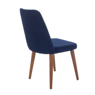 Artekko Milano Καρέκλα με Ξύλινο Καφέ Σκελετό και Μπλε Μπουκλέ Ύφασμα (48x60x90)cm