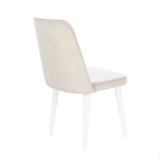 Artekko Lisbon Καρέκλα με Ξύλινο Λευκό Σκελετό και Απαλό Μπεζ Βελούδο (48x60x92)cm
