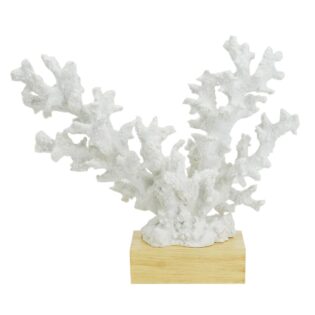 Artekko Coral Διακοσμητικό Κοράλλι σε Βάση Ρητίνη/Ξύλο Λευκό (34x13x29)cm